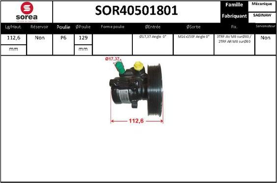 EAI SOR40501801 - Гидравлический насос, рулевое управление, ГУР autospares.lv