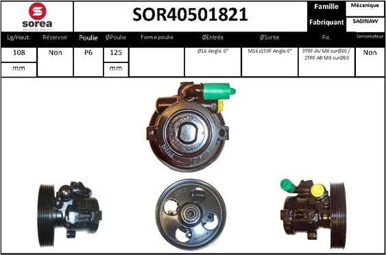 EAI SOR40501821 - Гидравлический насос, рулевое управление, ГУР autospares.lv