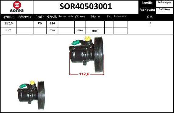 EAI SOR40503001 - Гидравлический насос, рулевое управление, ГУР autospares.lv