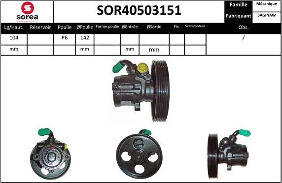 EAI SOR40503151 - Гидравлический насос, рулевое управление, ГУР autospares.lv