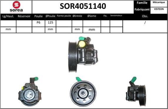 EAI SOR4051140 - Гидравлический насос, рулевое управление, ГУР autospares.lv