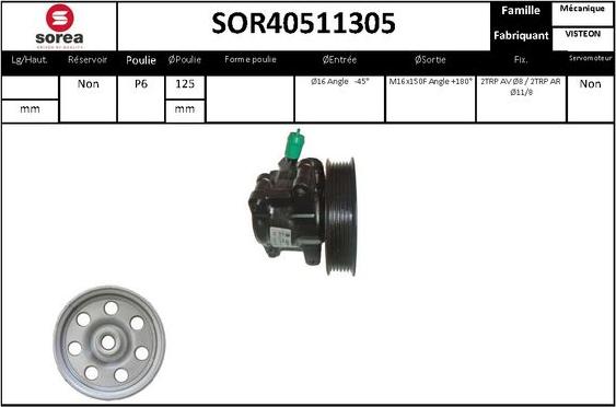 EAI SOR40511305 - Гидравлический насос, рулевое управление, ГУР autospares.lv