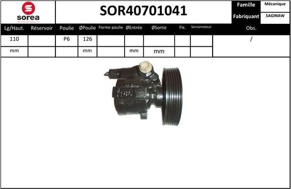 EAI SOR40701041 - Гидравлический насос, рулевое управление, ГУР autospares.lv