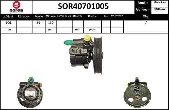 EAI SOR40701005 - Гидравлический насос, рулевое управление, ГУР autospares.lv