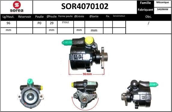 EAI SOR4070102 - Гидравлический насос, рулевое управление, ГУР autospares.lv