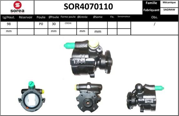 EAI SOR4070110 - Гидравлический насос, рулевое управление, ГУР autospares.lv