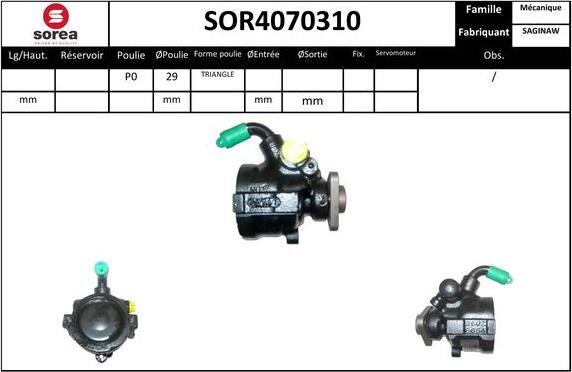 EAI SOR4070310 - Гидравлический насос, рулевое управление, ГУР autospares.lv