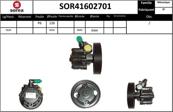 EAI SOR41602701 - Гидравлический насос, рулевое управление, ГУР autospares.lv