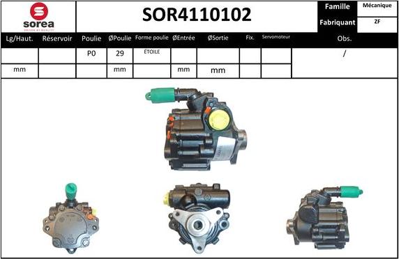 EAI SOR4110102 - Гидравлический насос, рулевое управление, ГУР autospares.lv