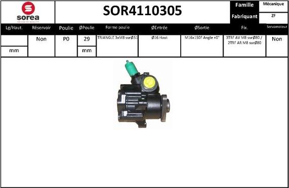 EAI SOR4110305 - Гидравлический насос, рулевое управление, ГУР autospares.lv