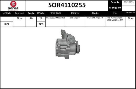 EAI SOR4110255 - Гидравлический насос, рулевое управление, ГУР autospares.lv