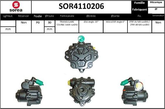 EAI SOR4110206 - Гидравлический насос, рулевое управление, ГУР autospares.lv