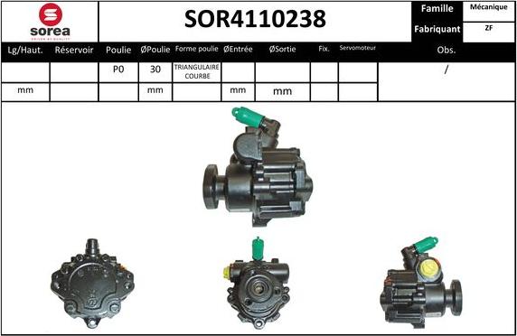 EAI SOR4110238 - Гидравлический насос, рулевое управление, ГУР autospares.lv