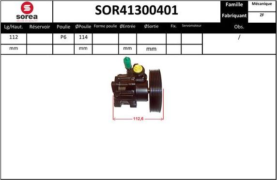 EAI SOR41300401 - Гидравлический насос, рулевое управление, ГУР autospares.lv