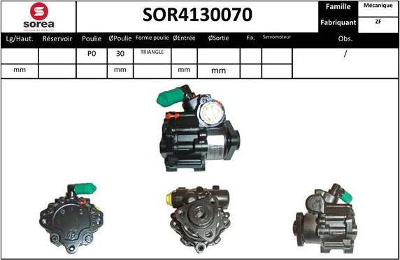 EAI SOR4130070 - Гидравлический насос, рулевое управление, ГУР autospares.lv