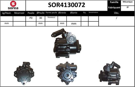 EAI SOR4130072 - Гидравлический насос, рулевое управление, ГУР autospares.lv