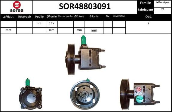 EAI SOR48803091 - Гидравлический насос, рулевое управление, ГУР autospares.lv