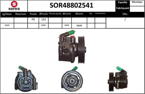 EAI SOR48802541 - Гидравлический насос, рулевое управление, ГУР autospares.lv