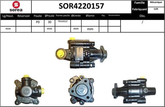 EAI SOR4220157 - Гидравлический насос, рулевое управление, ГУР autospares.lv