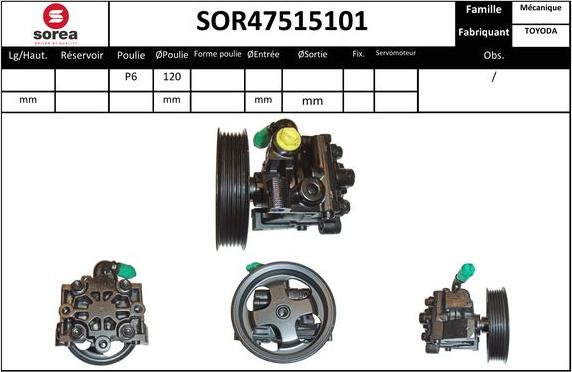 EAI SOR47515101 - Гидравлический насос, рулевое управление, ГУР autospares.lv