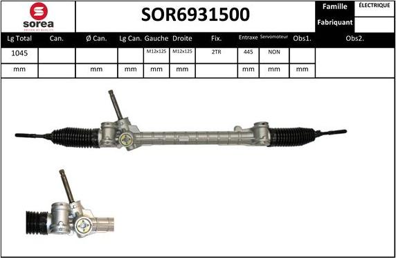 EAI SOR6931500 - Рулевой механизм, рейка autospares.lv