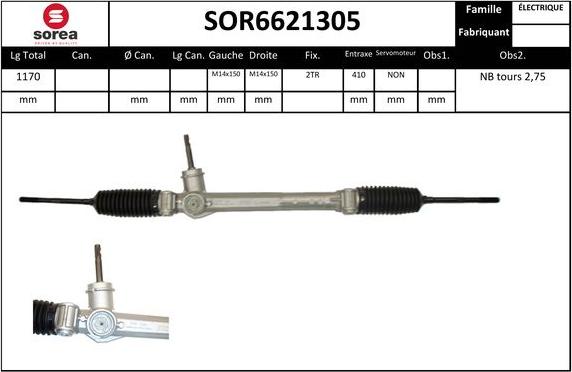 EAI SOR6621305 - Рулевой механизм, рейка autospares.lv