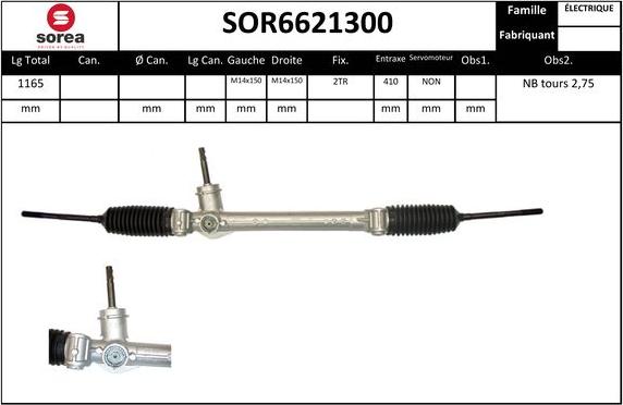 EAI SOR6621300 - Рулевой механизм, рейка autospares.lv