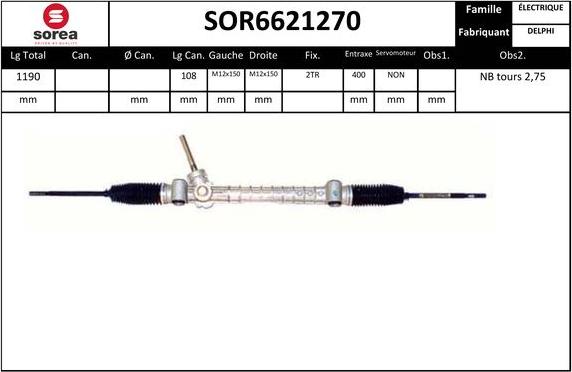 EAI SOR6621270 - Рулевой механизм, рейка autospares.lv