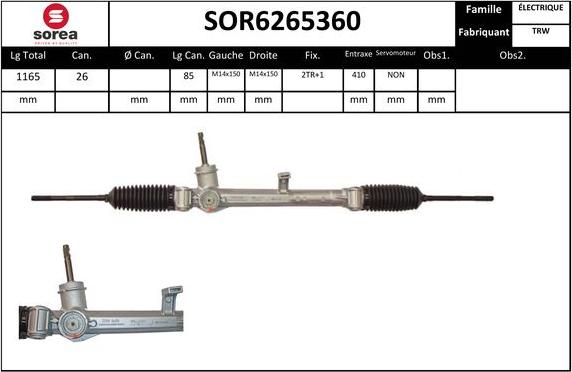 EAI SOR6265360 - Рулевой механизм, рейка autospares.lv