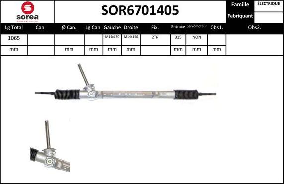 EAI SOR6701405 - Рулевой механизм, рейка autospares.lv