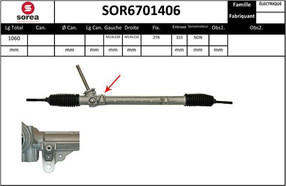 EAI SOR6701406 - Рулевой механизм, рейка autospares.lv