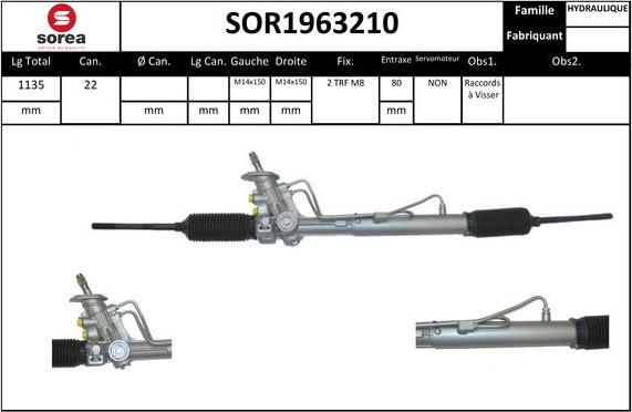 EAI SOR1963210 - Рулевой механизм, рейка autospares.lv