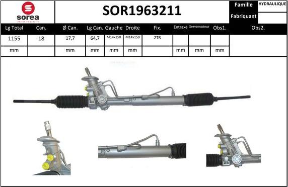 EAI SOR1963211 - Рулевой механизм, рейка autospares.lv