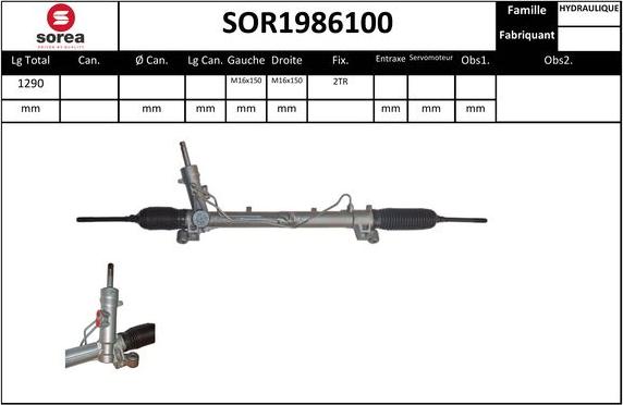 EAI SOR1986100 - Рулевой механизм, рейка autospares.lv