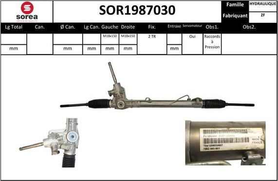 EAI SOR1987030 - Рулевой механизм, рейка autospares.lv