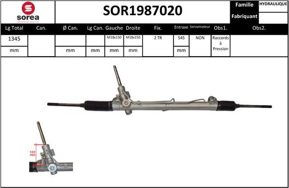 EAI SOR1987020 - Рулевой механизм, рейка autospares.lv