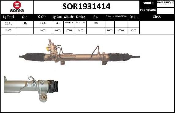 EAI SOR1931414 - Рулевой механизм, рейка autospares.lv