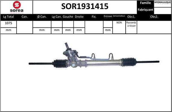 EAI SOR1931415 - Рулевой механизм, рейка autospares.lv