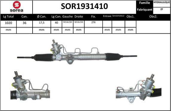 EAI SOR1931410 - Рулевой механизм, рейка autospares.lv