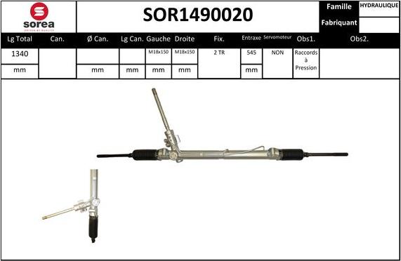 EAI SOR1490020 - Рулевой механизм, рейка autospares.lv