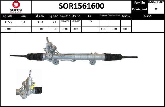 EAI SOR1561600 - Рулевой механизм, рейка autospares.lv