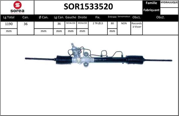 EAI SOR1533520 - Рулевой механизм, рейка autospares.lv