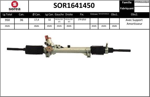 EAI SOR1641450 - Рулевой механизм, рейка autospares.lv