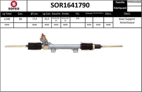 EAI SOR1641790 - Рулевой механизм, рейка autospares.lv