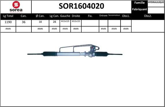 EAI SOR1604020 - Рулевой механизм, рейка autospares.lv