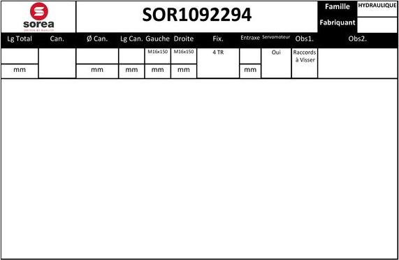 EAI SOR1092294 - Рулевой механизм, рейка autospares.lv