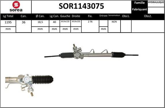 EAI SOR1143075 - Рулевой механизм, рейка autospares.lv