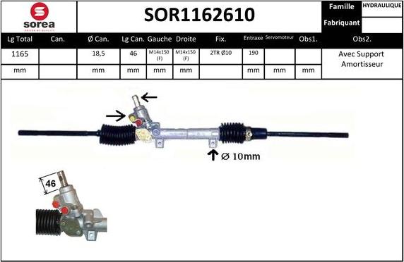 EAI SOR1162610 - Рулевой механизм, рейка autospares.lv