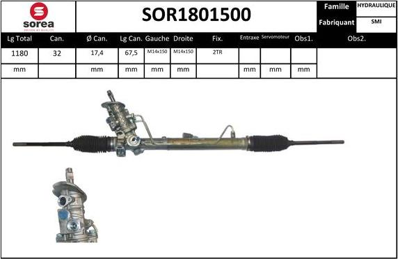 EAI SOR1801500 - Рулевой механизм, рейка autospares.lv