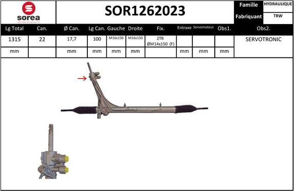 EAI SOR1262023 - Рулевой механизм, рейка autospares.lv